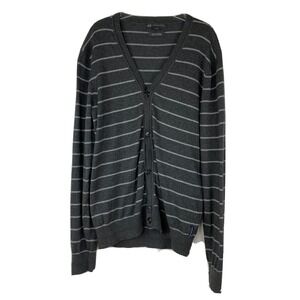 Armani Exchange Cardigan Mens S Grey‎ Striped Cotton Cashmere V-Neck Sweater